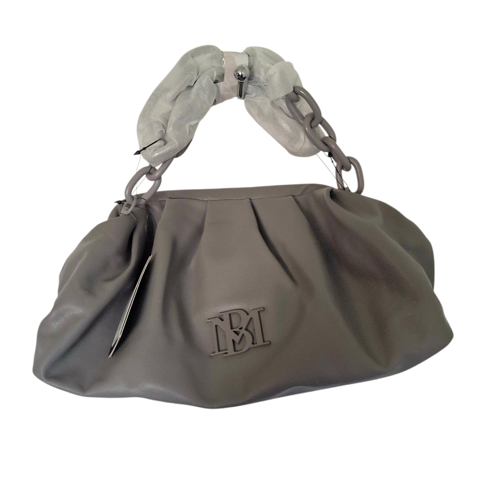 Badgley Mischka Gray Vegan Leather Wrapped Frame Clutch